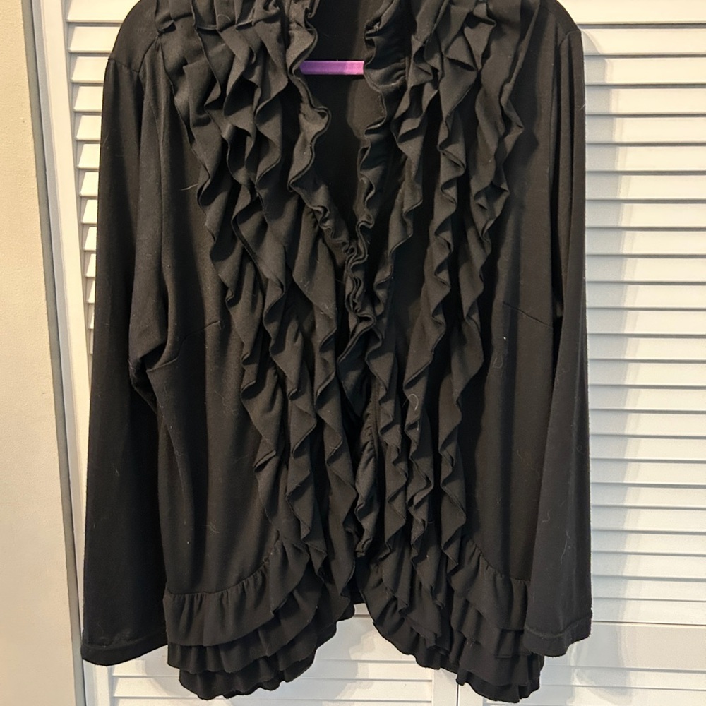 Cato Black Ruffled Cardigan